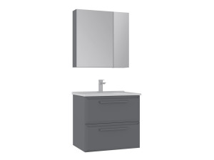 "Nuvola 65 v2" Vanity Set with Mirror (2-Piece) - 65 x 50 x 62 cm - Gray