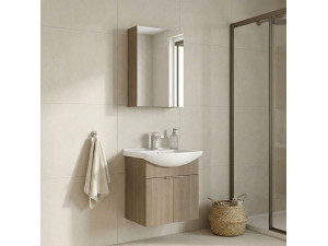 "Purus 55" Vanity Set with Mirror (2-Piece) - 55 x 50 x 58 cm - Oak 2
