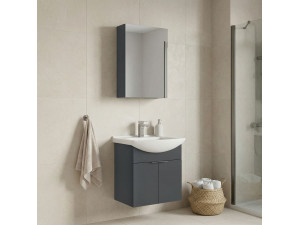 "Purus 55" Vanity Set with Mirror (2-Piece) - 55 x 50 x 58 cm - Matte Anthracite 2