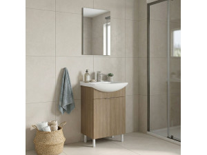 "Purus 55" Vanity Set with Mirror (2-Piece) - 55 x 2 x 83 cm - Oak 2