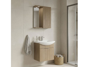 "Purus 55" Vanity Set with Mirror (2-Piece) - 55 x 50 x 58 cm - Oak 2