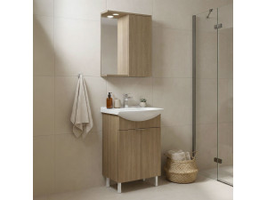 "Purus 55" Vanity Set with Mirror (2-Piece) - 55 x 50 x 83 cm - Oak 2