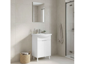 "Purus 55" Vanity Set with Mirror (2-Piece) - 55 x 2 x 83 cm - White 2