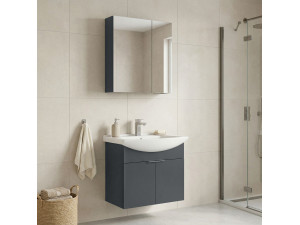 "Purus 65" Vanity Set with Mirror (2-Piece) - 65 x 50 x 58 cm - Matte Anthracite 2