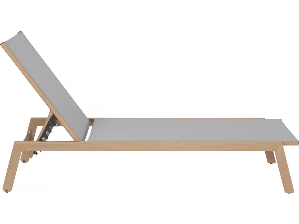 Set of 2 "Elysia" wood-look aluminum sunbeds - Light grey
