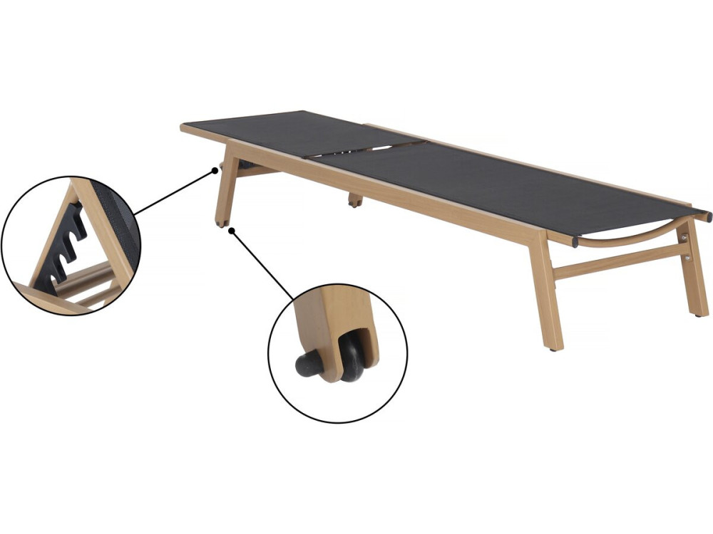Set of 2 "Elysia" wood-look aluminum sunbeds - Black