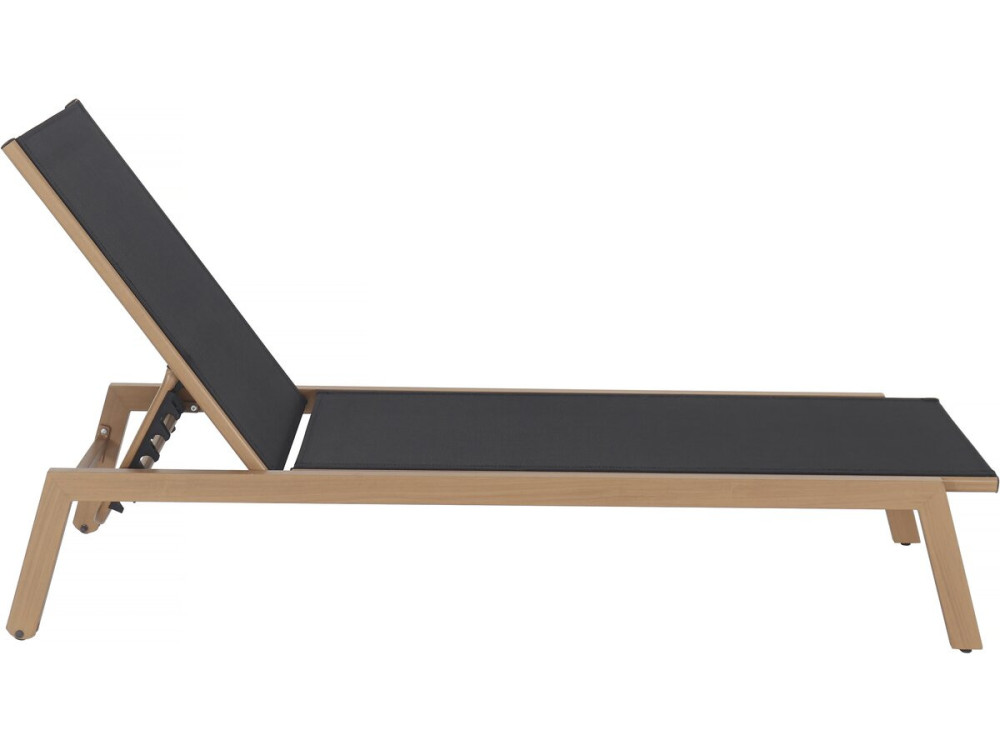 Set of 2 "Elysia" wood-look aluminum sunbeds - Black