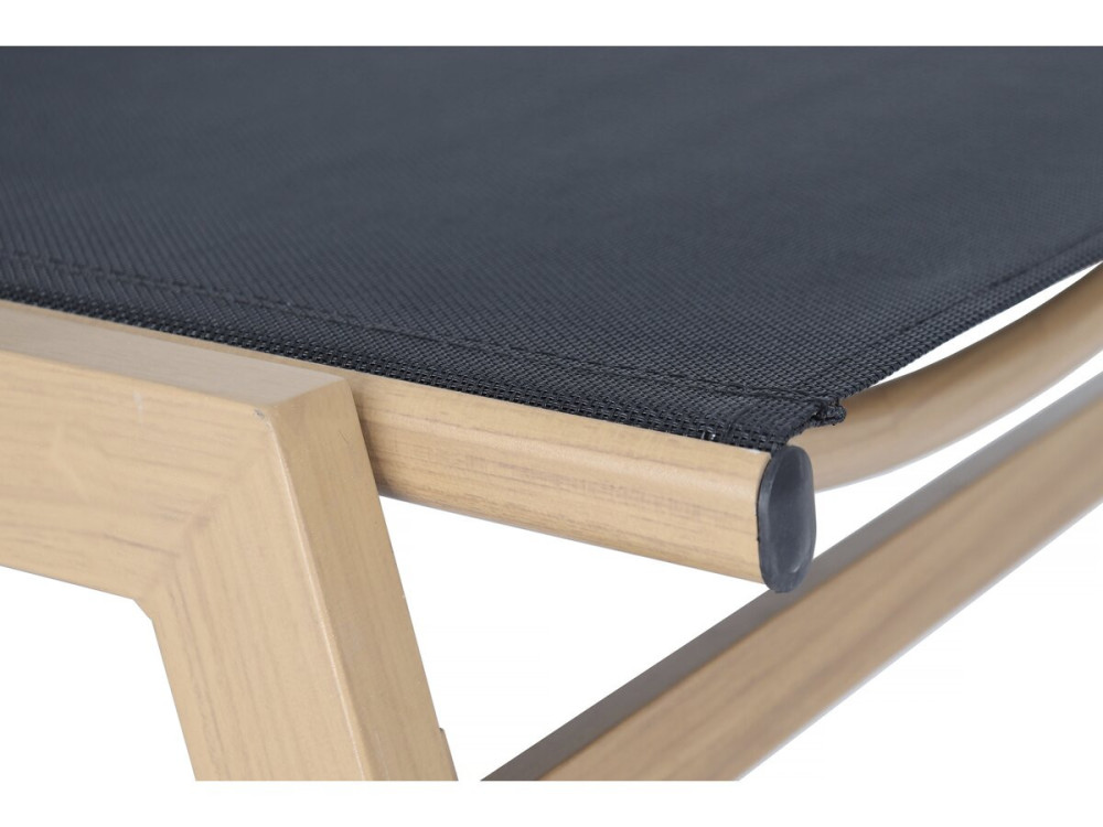 Set of 2 "Elysia" wood-look aluminum sunbeds - Black