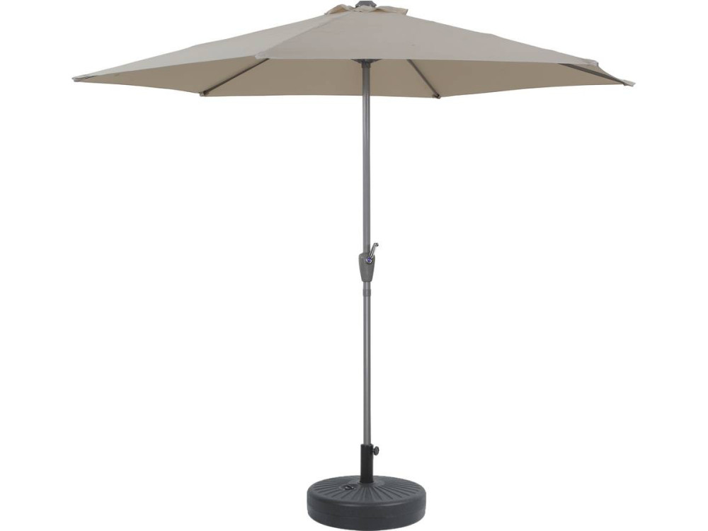 Straight garden parasol/umbrella Alu "Sol" - Round - Ø3m - Ivory - with weighted base