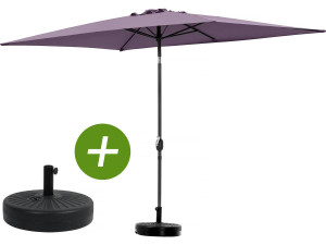 Garden parasol umbrella "Sol 2"" - Rectangular - 2 x 3 m - Purple - Base stand included