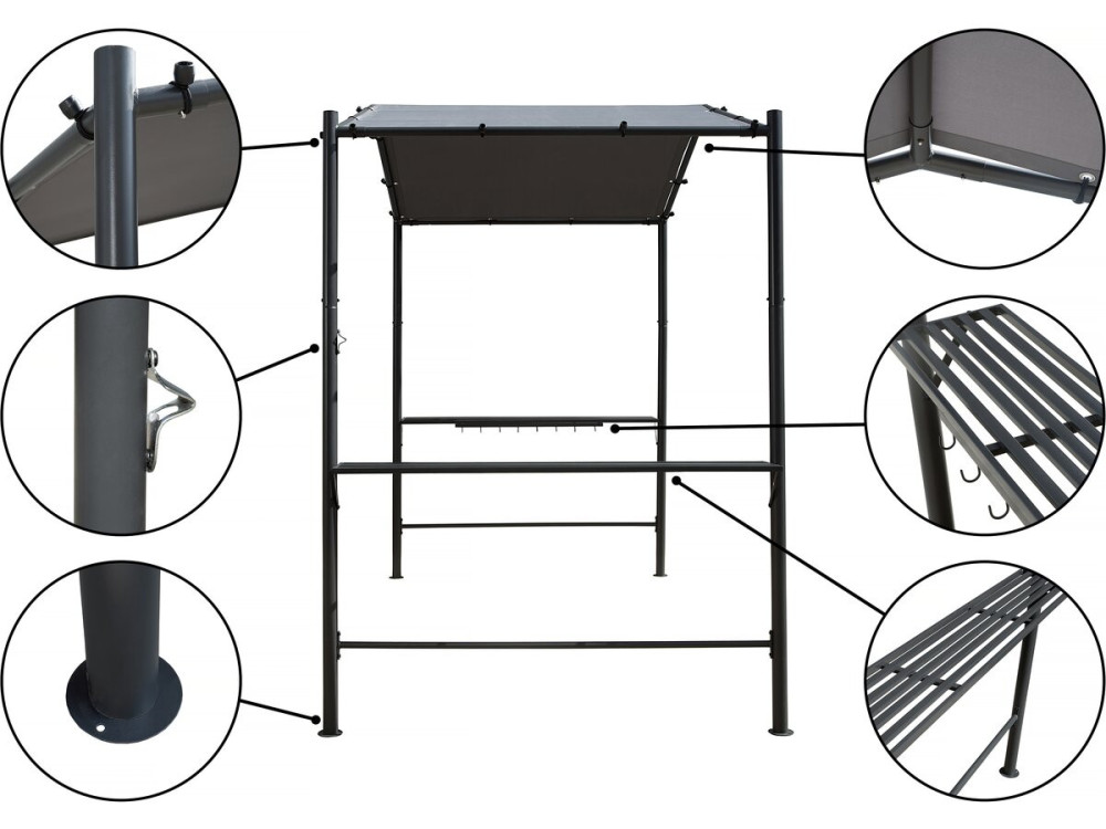 Pergola arbor for barbecue - 277 x 149 cm - Anthracite