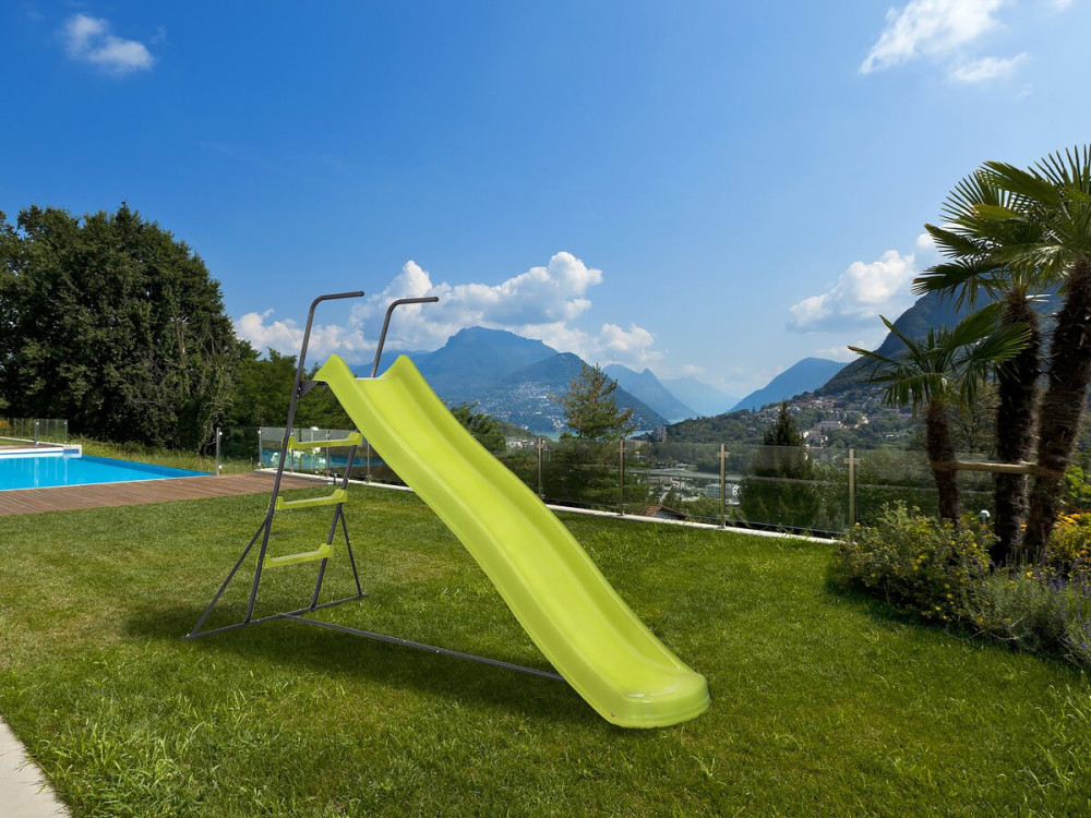 Poly" double wave garden slide in green - 240 x 120 x 156 cm