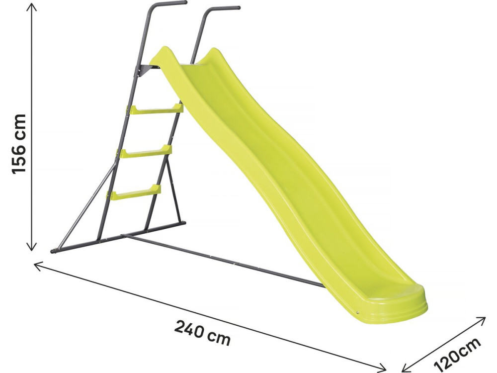 Poly" double wave garden slide in green - 240 x 120 x 156 cm