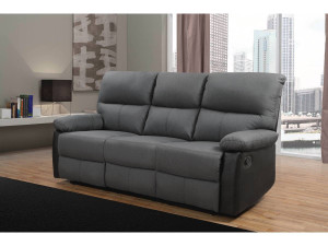 LINCOLN RECLINER SOFA -  3-SEATER - BLACK/DARK GREY 2