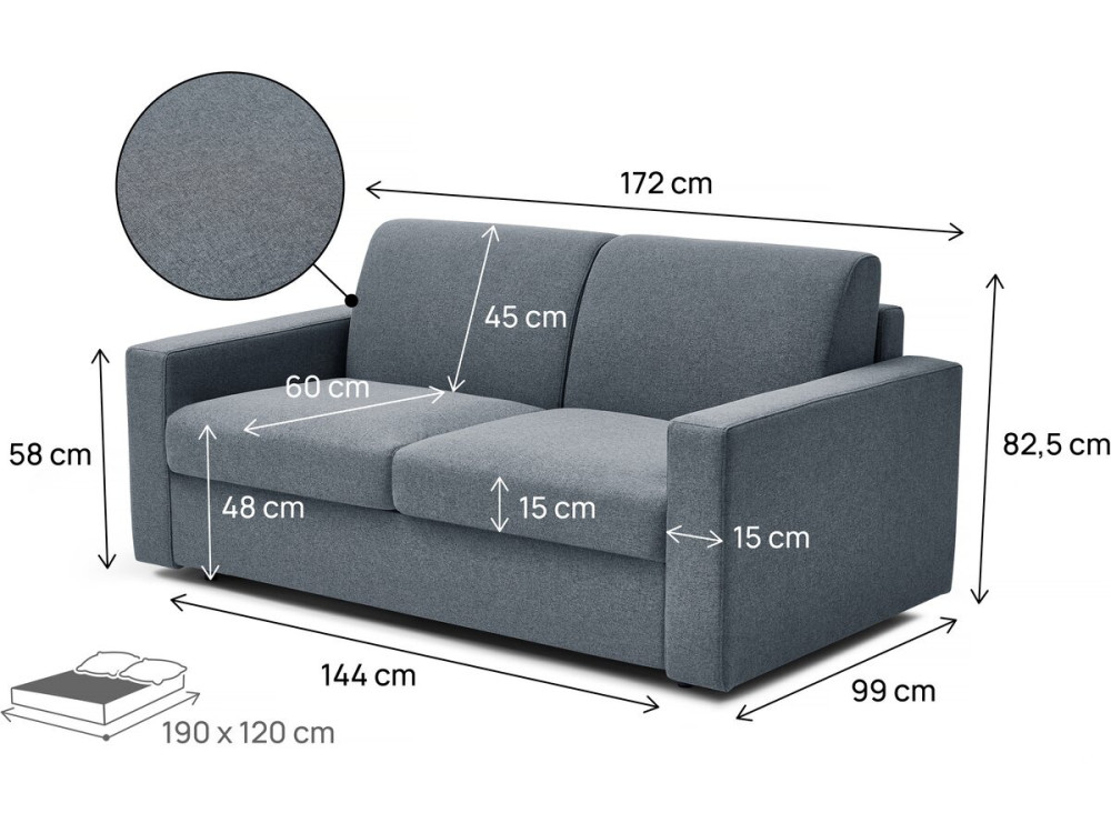 Diana" fabric express sofa bed - Grey