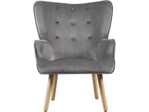 Scandinavian style velvet armchair "Odense" - 73 x 81 x 92.5 cm - 1 seater - Grey 2