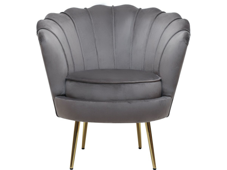 Velvet armchair "Floria" - 75 x 68 x 77.5 cm - Grey