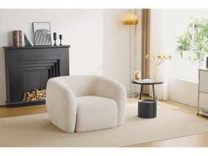Washington bouclette design armchair - White 2