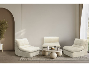 Fireside chair in textured fabric "Candela" - 81 x 96 x 75 cm - Beige 2