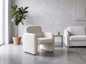 Cozmo" lounge chair in mottled fabric - 78 x 79 x 77 cm - Cream 2