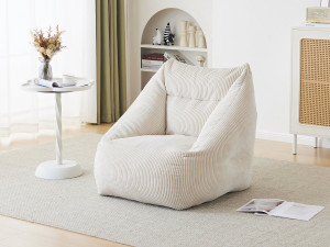 Corduroy pouf "Medellin" - Beige - 85 x 85 x 72 cm 2