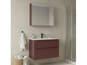 "Messina 85 v2" Vanity Set with Mirror (2-Piece) - 85 x 45 x 55 cm - Matte Red 2