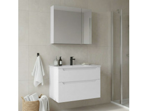 "Messina 85 v2" Vanity Set with Mirror (2-Piece) - 85 x 45 x 55 cm - Matte White 2