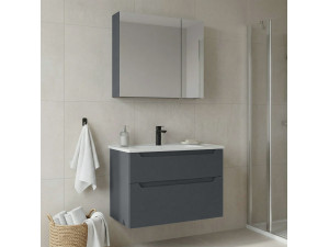 "Messina 85 v2" Vanity Set with Mirror (2-Piece) - 85 x 45 x 55 cm - Matte Anthracite 2