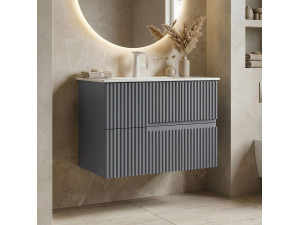 "Moonlight 70 v2" Vanity Cabinet - 71 x 51 x 51 cm - Matte Gray 2