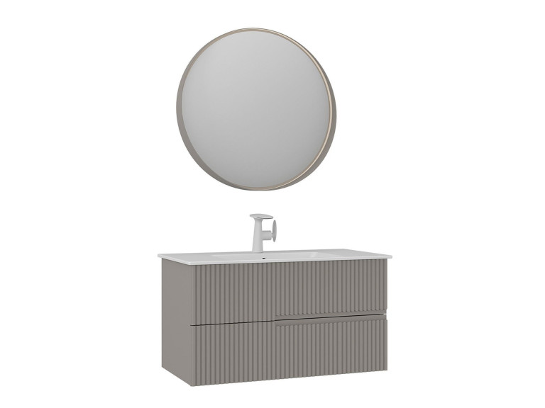 "Moonlight 90 v2" Vanity Set with Mirror (2-Piece) - 91 x 51 x 51 cm - Matte Mink