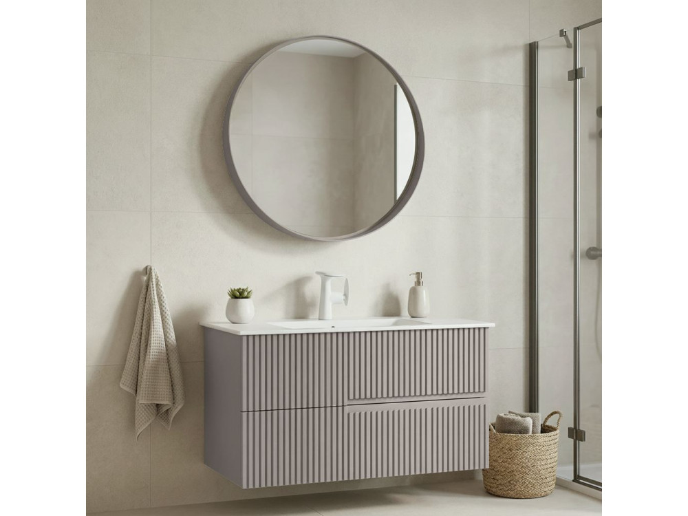 "Moonlight 90 v2" Vanity Set with Mirror (2-Piece) - 91 x 51 x 51 cm - Matte Mink