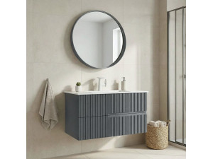 "Moonlight 90 v2" Vanity Set with Mirror (2-Piece) - 91 x 51 x 51 cm - Matte Anthracite 2