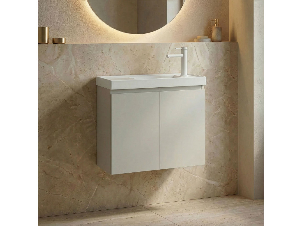 "Ferla 60" Vanity Cabinet - 60 x 22 x 50 cm - Matte Cashmere