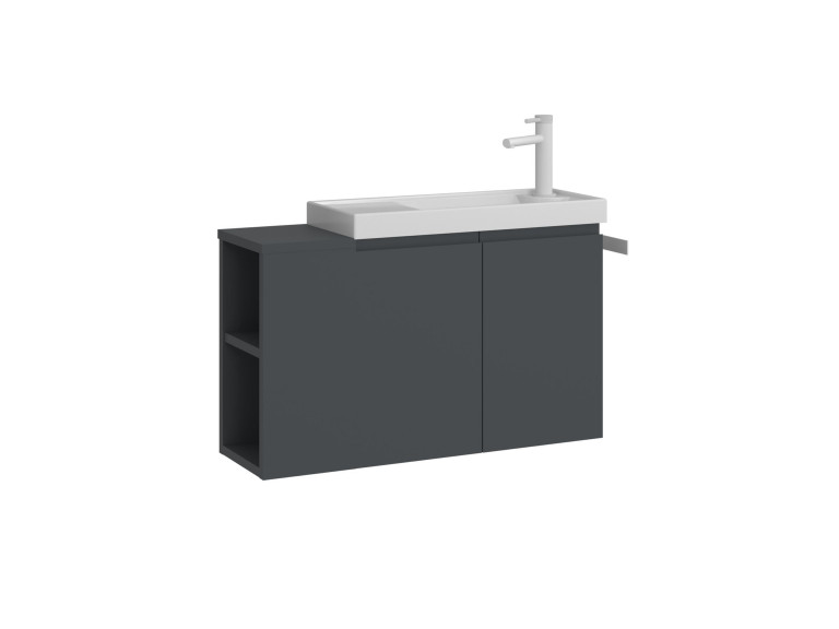 "Ferla 80" Vanity Cabinet - 80 x 22 x 45 cm - Matte Anthracite