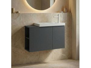 "Ferla 80" Vanity Cabinet - 80 x 22 x 45 cm - Matte Anthracite 2