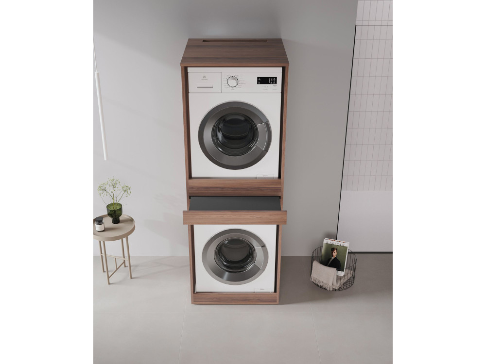 "Linfa 70" Washing Machine Cabinet - 70 x 73 x 193 cm - Dark Walnut