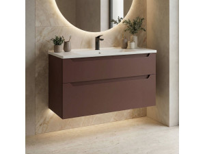 "Messina 100 v2" Vanity Cabinet - 100 x 45 x 55 cm - Matte Red 2