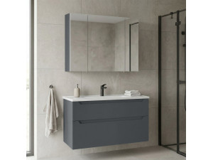"Messina 100 v2" Vanity Set with Mirror (2-Piece) - 100 x 45 x 55 cm - Matte Anthracite 2
