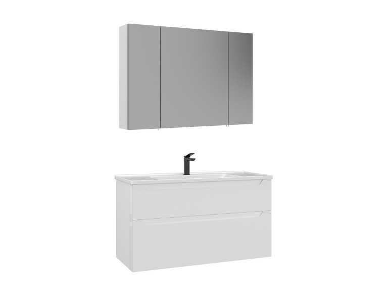 "Messina 100 v2" Vanity Set with Mirror (2-Piece) - 100 x 45 x 55 cm - Matte White