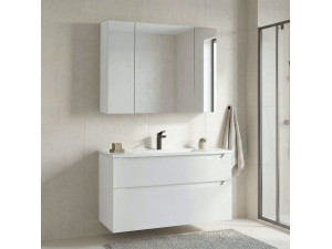 "Messina 100 v2" Vanity Set with Mirror (2-Piece) - 100 x 45 x 55 cm - Matte White 2