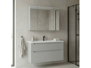 "Messina 100 v2" Vanity Set with Mirror (2-Piece) - 100 x 45 x 55 cm - Matte Cashmere 2