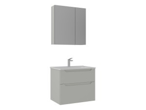 "Messina 65 v2" Vanity Set with Mirror (2-Piece) - 65 x 45 x 55 cm - Matte Cashmere