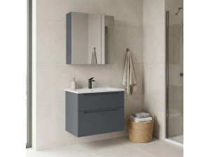 "Messina 65 v2" Vanity Set with Mirror (2-Piece) - 65 x 45 x 55 cm - Matte Anthracite 2