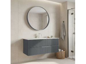 "Moonlight 120 v2" Vanity Set with Mirror (2-Piece) - 121 x 51 x 51 cm - Matte Gray 2