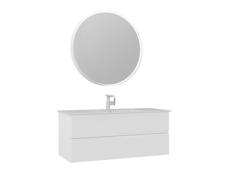 "Moonlight 120 v2" Vanity Set with Mirror (2-Piece) - 121 x 51 x 51 cm - Matte White