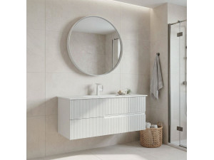 "Moonlight 120 v2" Vanity Set with Mirror (2-Piece) - 121 x 51 x 51 cm - Matte White 2