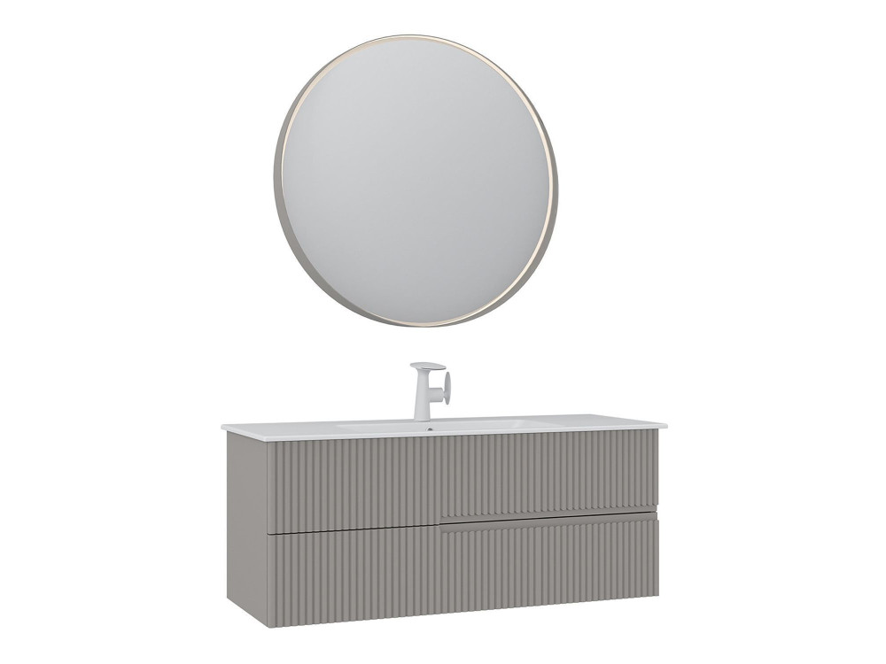 "Moonlight 120 v2" Vanity Set with Mirror (2-Piece) - 121 x 51 x 51 cm - Matte Mink