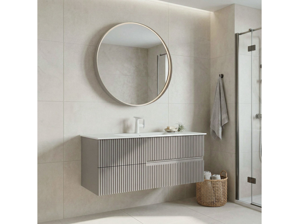 "Moonlight 120 v2" Vanity Set with Mirror (2-Piece) - 121 x 51 x 51 cm - Matte Mink