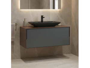 "Craft 100" Vanity Cabinet - 100 x 50 x 40 cm - Walnut / Anthracite 2