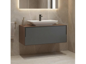 "Craft 100" Vanity Cabinet - 100 x 50 x 40 cm - Walnut / Anthracite 2